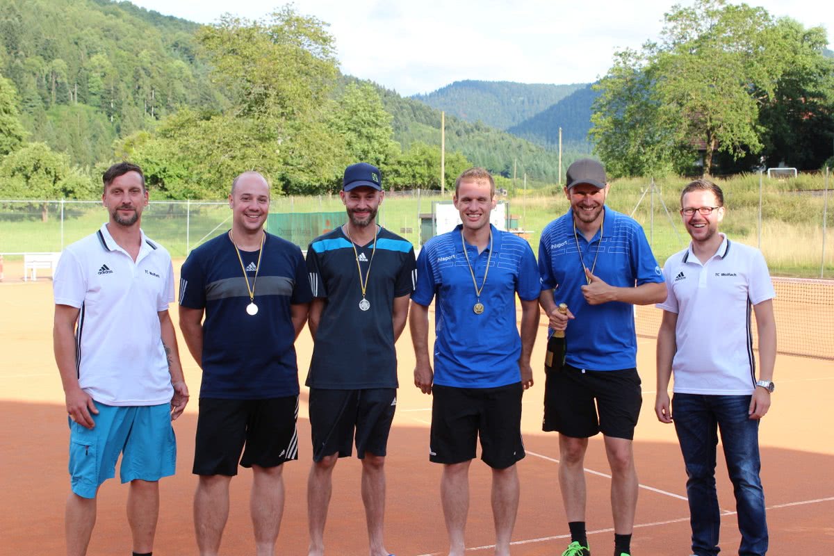 Auf dem Foto von links nach rechts: Uwe Hilger (1. Vorstand), Daniel Birmele, Carsten Birmele, Jürgen Erhardt,
                    Philipp Groß und Pascal Schmid (Organisator)